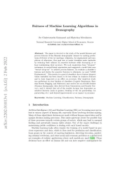 Fairness of Machine Learning Algorithms in Demography