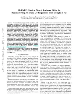 MedNeRF: Medical Neural Radiance Fields for Reconstructing 3D-aware
  CT-Projections from a Single X-ray