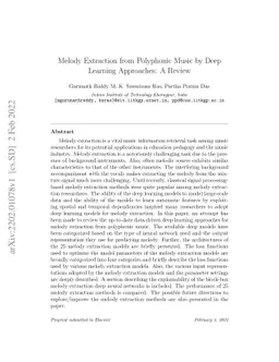 Melody Extraction from Polyphonic Music by Deep Learning Approaches: A
  Review