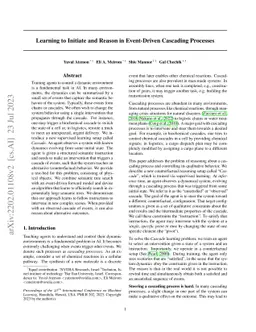 Learning to reason about and to act on physical cascading events