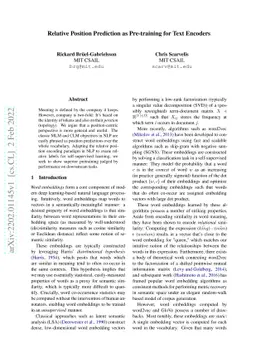 Relative Position Prediction as Pre-training for Text Encoders