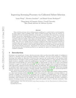 Improving Screening Processes via Calibrated Subset Selection