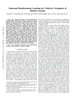 Federated Reinforcement Learning for Collective Navigation of Robotic
  Swarms