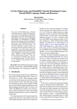 L3Cube-MahaCorpus and MahaBERT: Marathi Monolingual Corpus, Marathi BERT
  Language Models, and Resources