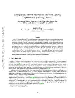 Analogies and Feature Attributions for Model Agnostic Explanation of
  Similarity Learners
