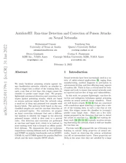 AntidoteRT: Run-time Detection and Correction of Poison Attacks on
  Neural Networks
