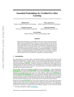 Smoothed Embeddings for Certified Few-Shot Learning