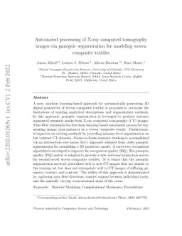 Automated processing of X-ray computed tomography images via panoptic
  segmentation for modeling woven composite textiles