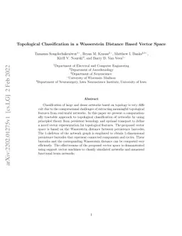 Topological Classification in a Wasserstein Distance Based Vector Space