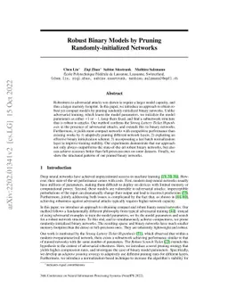 Robust Binary Models by Pruning Randomly-initialized Networks