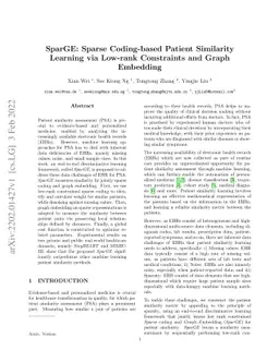 SparGE: Sparse Coding-based Patient Similarity Learning via Low-rank
  Constraints and Graph Embedding