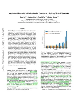Optimized Potential Initialization for Low-latency Spiking Neural
  Networks