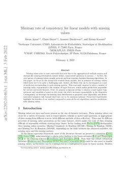 Minimax rate of consistency for linear models with missing values