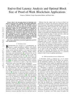 End-to-End Latency Analysis and Optimal Block Size of Proof-of-Work
  Blockchain Applications