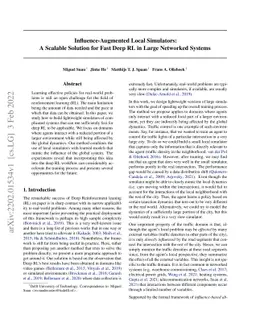 Influence-Augmented Local Simulators: A Scalable Solution for Fast Deep
  RL in Large Networked Systems