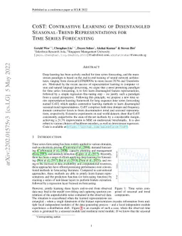 CoST: Contrastive Learning of Disentangled Seasonal-Trend
  Representations for Time Series Forecasting