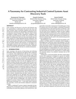A Taxonomy for Contrasting Industrial Control Systems Asset Discovery
  Tools