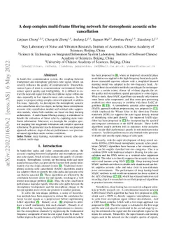 A deep complex multi-frame filtering network for stereophonic acoustic
  echo cancellation