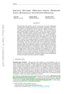 Solving Dynamic Principal-Agent Problems with a Rationally Inattentive
  Principal