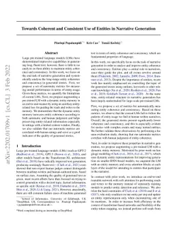 Towards Coherent and Consistent Use of Entities in Narrative Generation