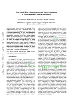 WatchAuth: User Authentication and Intent Recognition in Mobile Payments
  using a Smartwatch