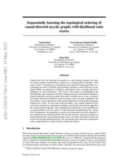 Sequentially learning the topological ordering of causal directed
  acyclic graphs with likelihood ratio scores