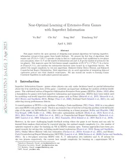 Near-Optimal Learning of Extensive-Form Games with Imperfect Information