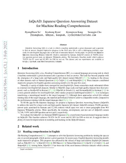 JaQuAD: Japanese Question Answering Dataset for Machine Reading
  Comprehension