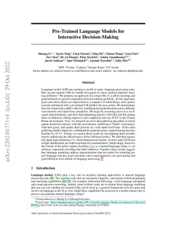 Pre-Trained Language Models for Interactive Decision-Making