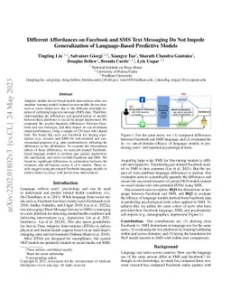 Different Affordances on Facebook and SMS Text Messaging Do Not Impede
  Generalization of Language-Based Predictive Models