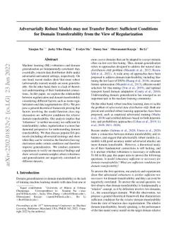 Adversarially Robust Models may not Transfer Better: Sufficient
  Conditions for Domain Transferability from the View of Regularization