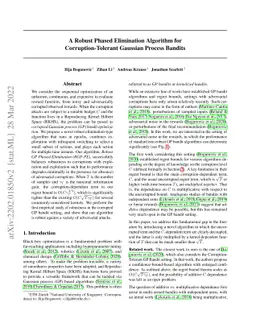 A Robust Phased Elimination Algorithm for Corruption-Tolerant Gaussian
  Process Bandits