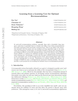 Learning from a Learning User for Optimal Recommendations