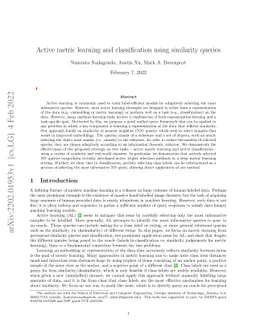 Active metric learning and classification using similarity queries