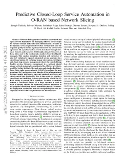 Predictive Closed-Loop Service Automation in O-RAN based Network Slicing