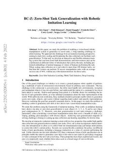 BC-Z: Zero-Shot Task Generalization with Robotic Imitation Learning