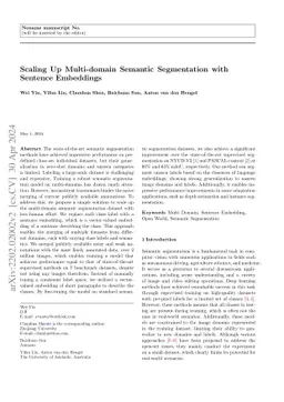 Scaling up Multi-domain Semantic Segmentation with Sentence Embeddings