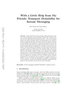With a Little Help from My Friends: Transport Deniability for Instant
  Messaging