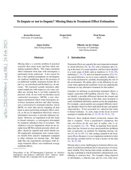 To Impute or not to Impute? Missing Data in Treatment Effect Estimation