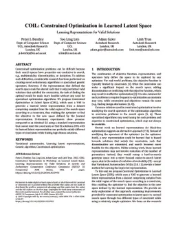 COIL: Constrained Optimization in Learned Latent Space: Learning
  Representations for Valid Solutions