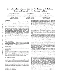 Crystalline: Lowering the Cost for Developers to Collect and Organize
  Information for Decision Making