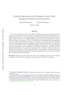 Posterior Representations for Bayesian Context Trees: Sampling,
  Estimation and Convergence