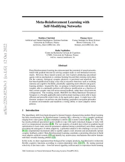 Meta-Reinforcement Learning with Self-Modifying Networks