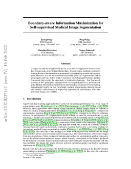 Boundary-aware Information Maximization for Self-supervised Medical
  Image Segmentation