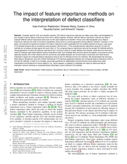 The impact of feature importance methods on the interpretation of defect
  classifiers