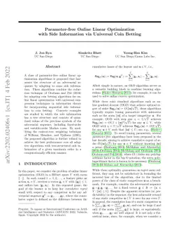 Parameter-free Online Linear Optimization with Side Information via
  Universal Coin Betting
