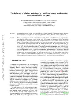 The influence of labeling techniques in classifying human manipulation
  movement of different speed