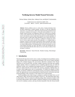 Verifying Inverse Model Neural Networks