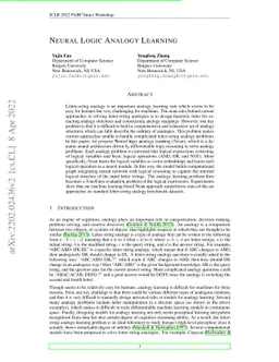 Neural Logic Analogy Learning