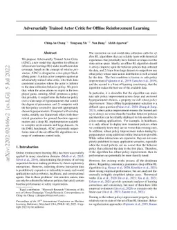 Adversarially Trained Actor Critic for Offline Reinforcement Learning